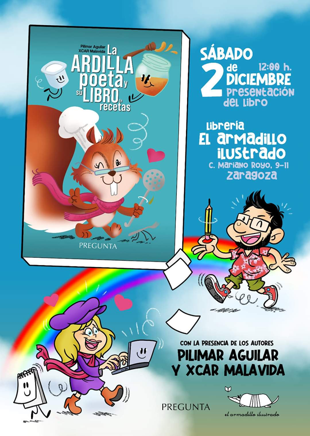 Pilimar Aguilar y Xcar Malavida presentan 'La ardilla poeta y su libro de recetas'